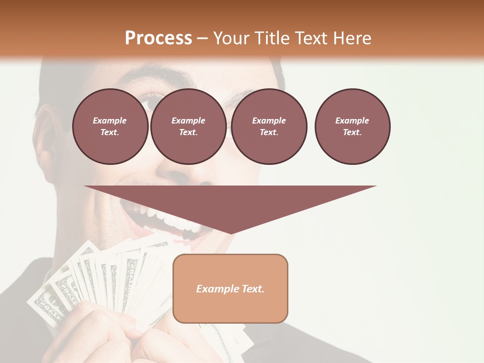 A Man Holding A Bunch Of Money In Front Of His Face PowerPoint Template