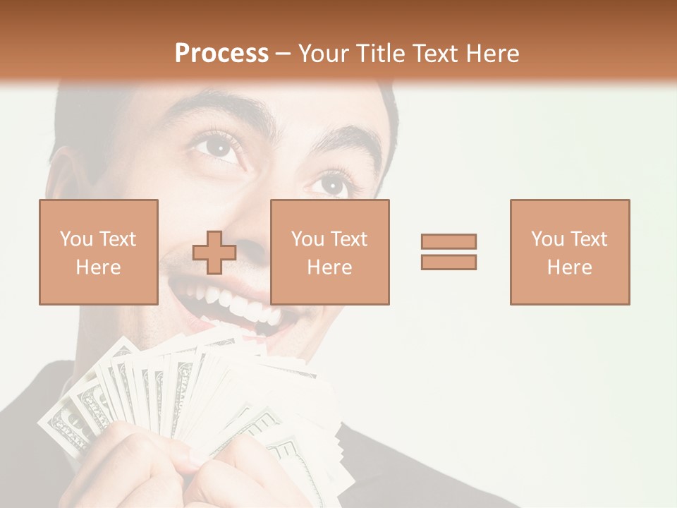 A Man Holding A Bunch Of Money In Front Of His Face PowerPoint Template