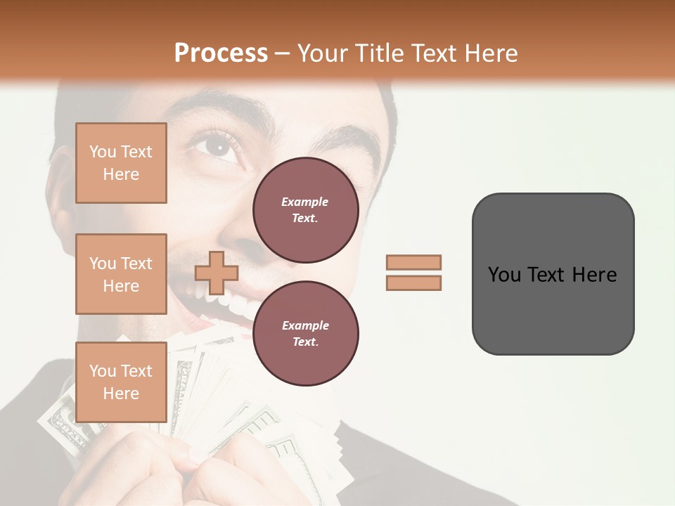 A Man Holding A Bunch Of Money In Front Of His Face PowerPoint Template