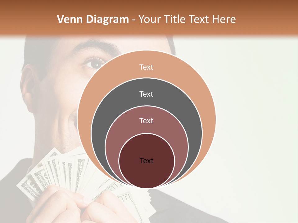 A Man Holding A Bunch Of Money In Front Of His Face PowerPoint Template