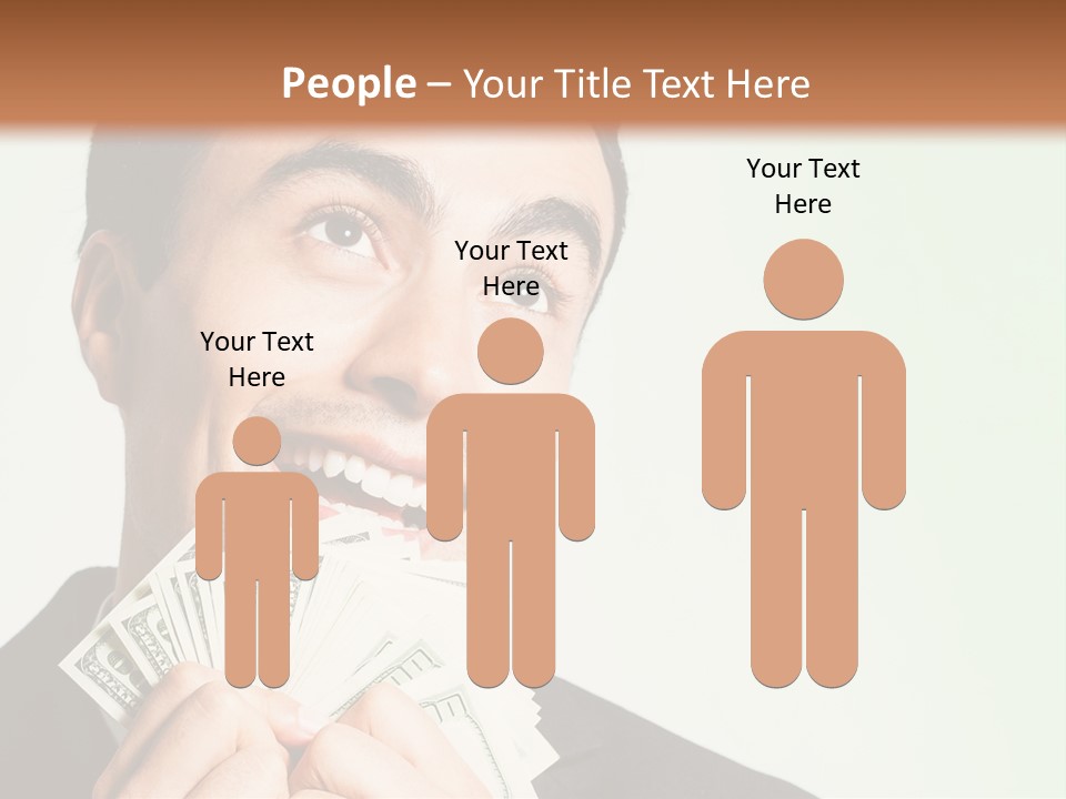 A Man Holding A Bunch Of Money In Front Of His Face PowerPoint Template