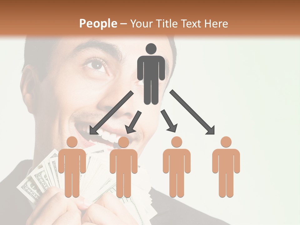 A Man Holding A Bunch Of Money In Front Of His Face PowerPoint Template