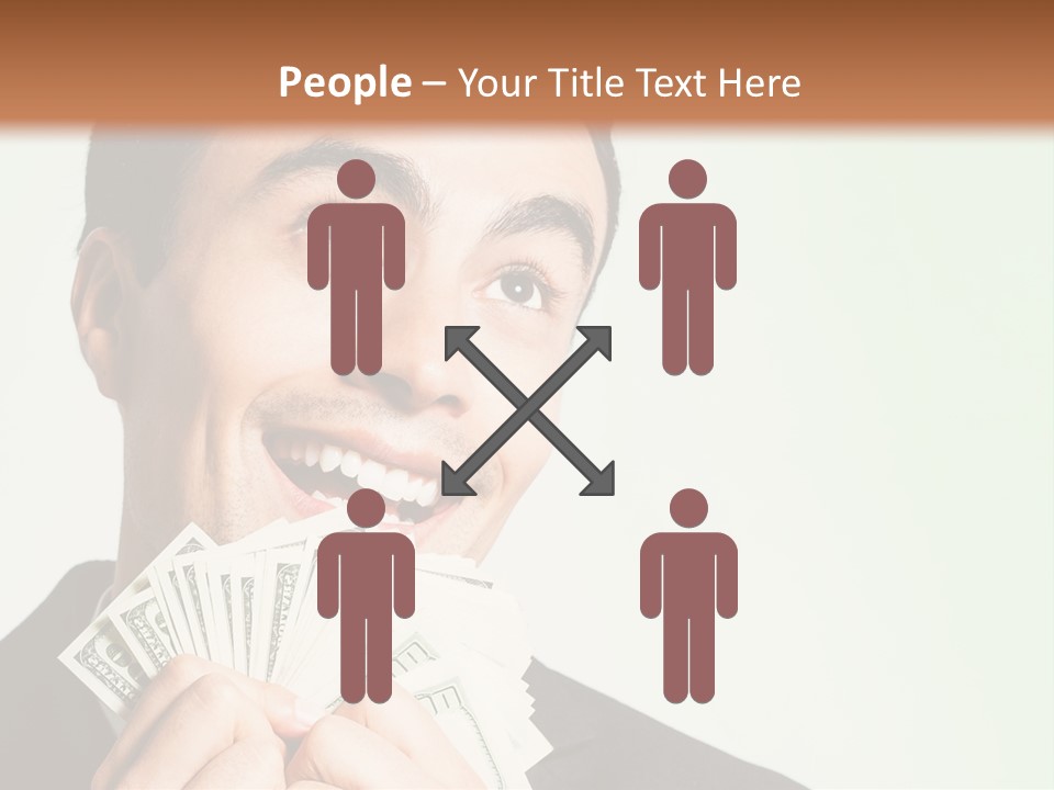 A Man Holding A Bunch Of Money In Front Of His Face PowerPoint Template