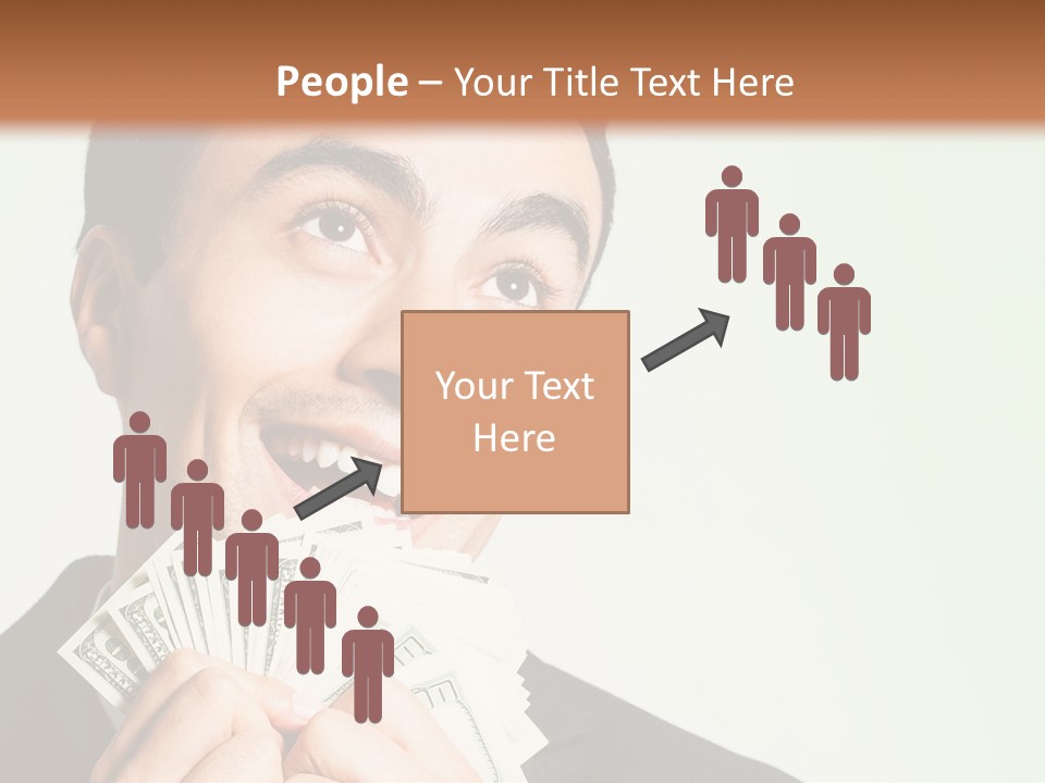 A Man Holding A Bunch Of Money In Front Of His Face PowerPoint Template