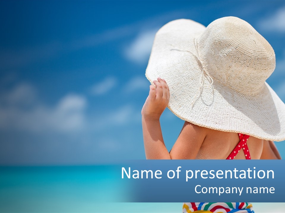 A Woman In A Hat On The Beach Powerpoint Template PowerPoint Template