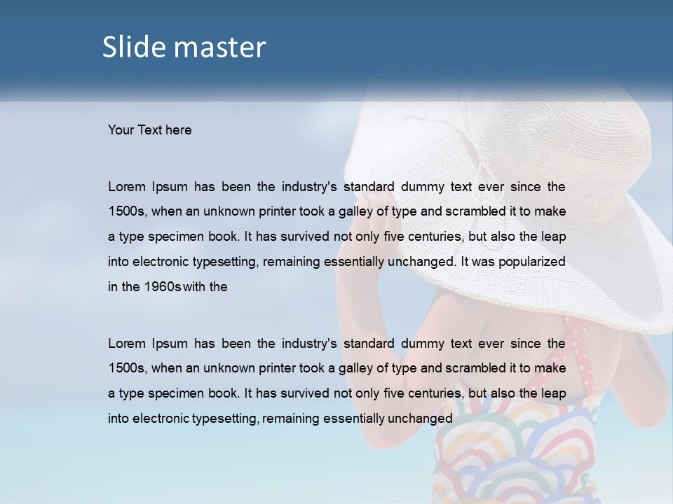 A Woman In A Hat On The Beach Powerpoint Template PowerPoint Template