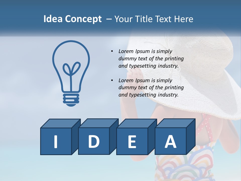 A Woman In A Hat On The Beach Powerpoint Template PowerPoint Template