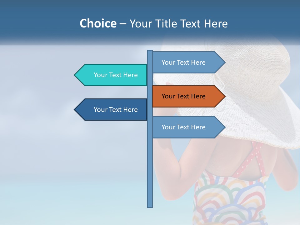 A Woman In A Hat On The Beach Powerpoint Template PowerPoint Template