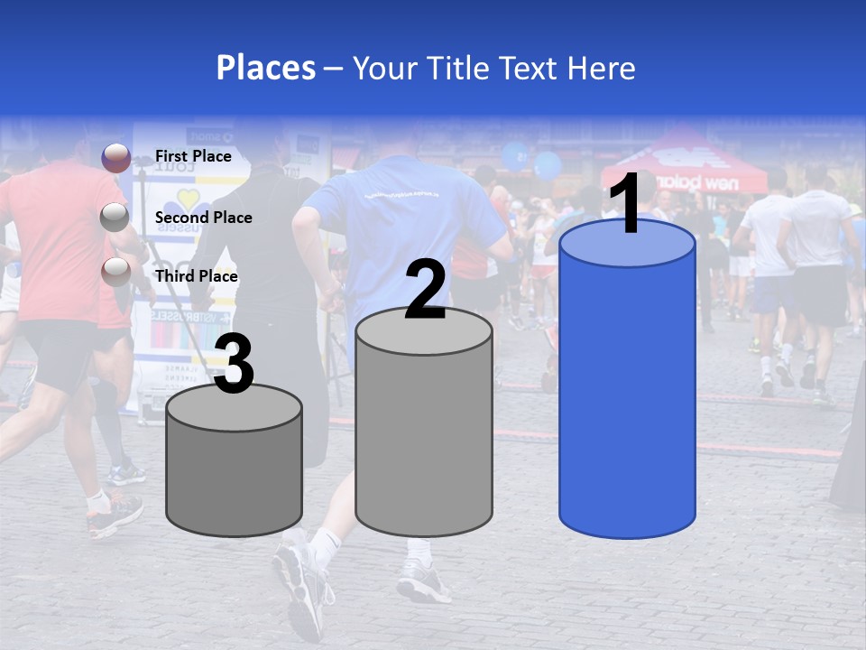 A Group Of People Running In A Marathon PowerPoint Template