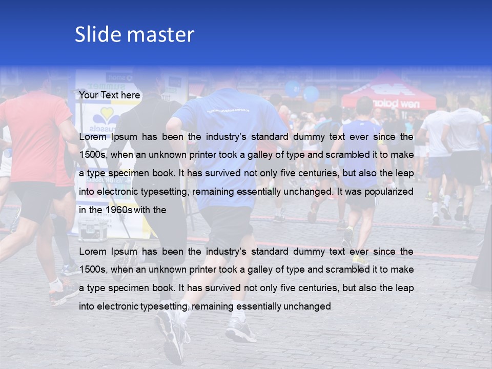 A Group Of People Running In A Marathon PowerPoint Template