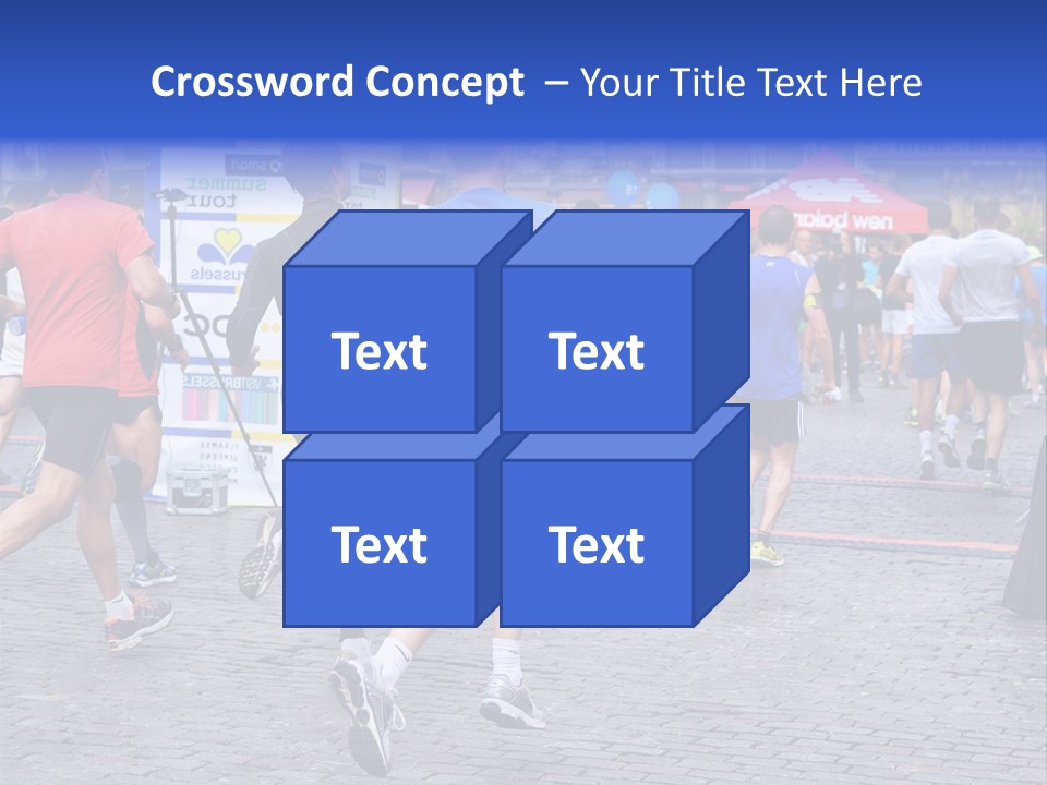 A Group Of People Running In A Marathon PowerPoint Template