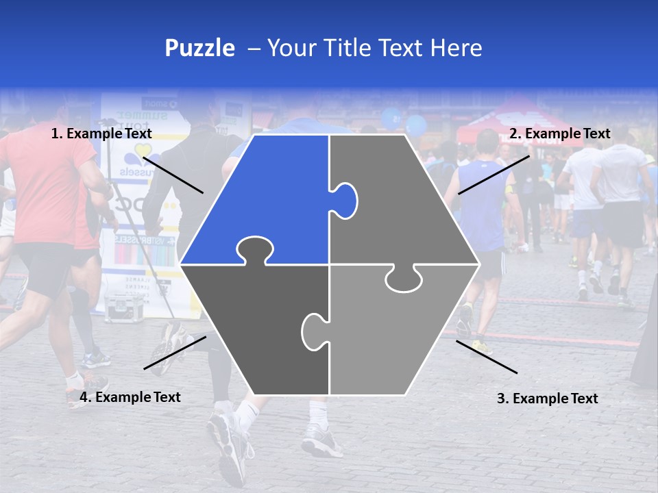 A Group Of People Running In A Marathon PowerPoint Template