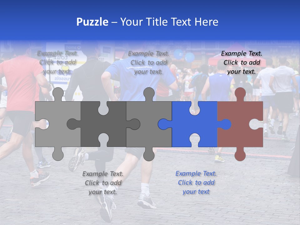 A Group Of People Running In A Marathon PowerPoint Template