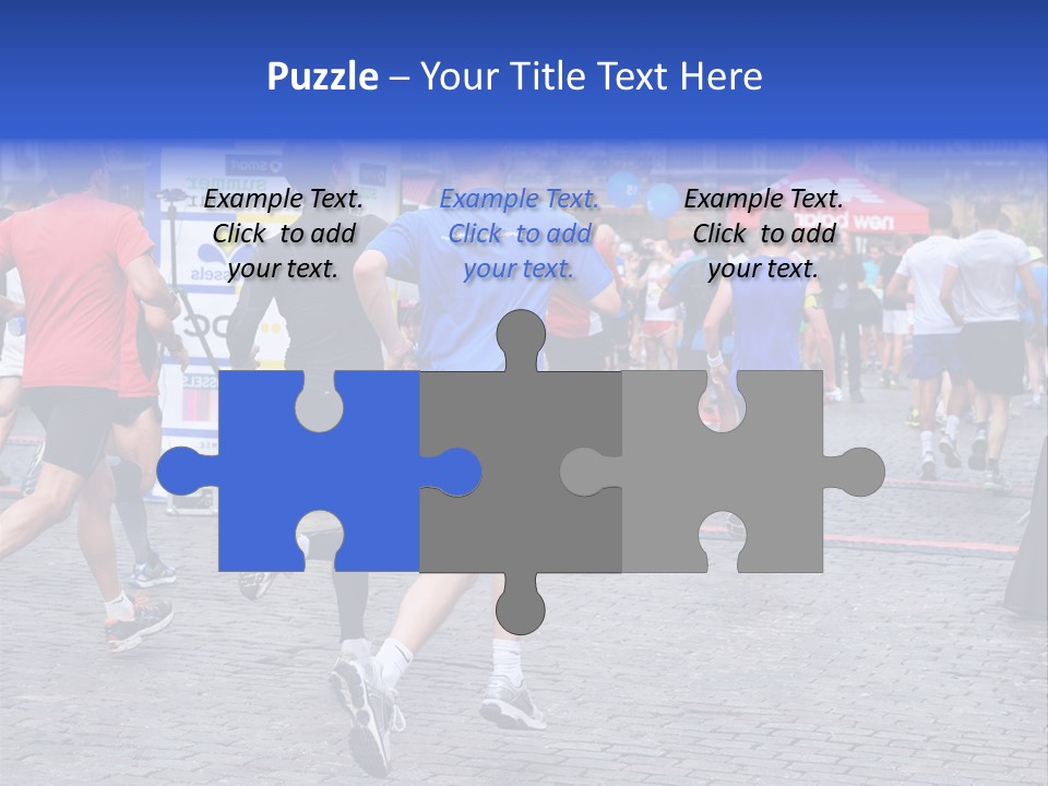A Group Of People Running In A Marathon PowerPoint Template