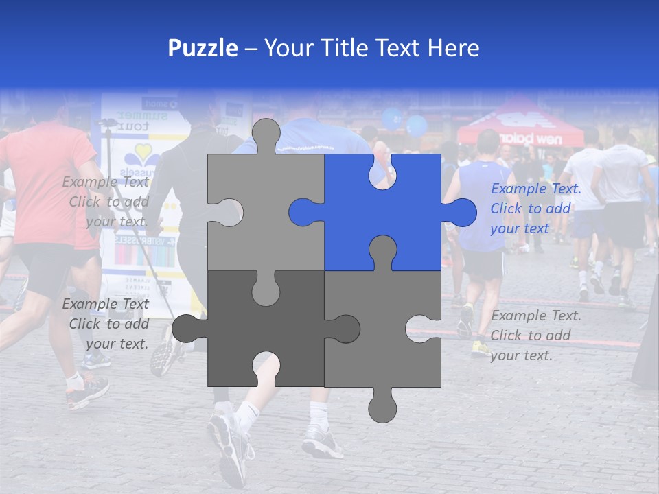A Group Of People Running In A Marathon PowerPoint Template