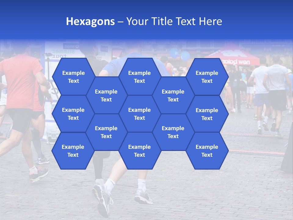 A Group Of People Running In A Marathon PowerPoint Template