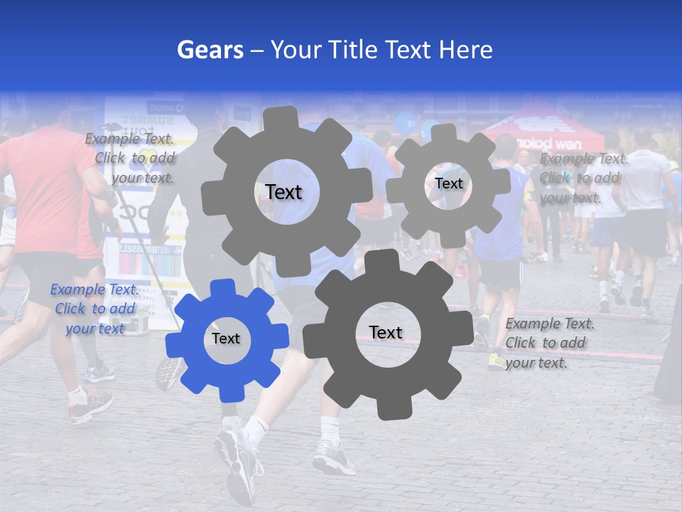 A Group Of People Running In A Marathon PowerPoint Template