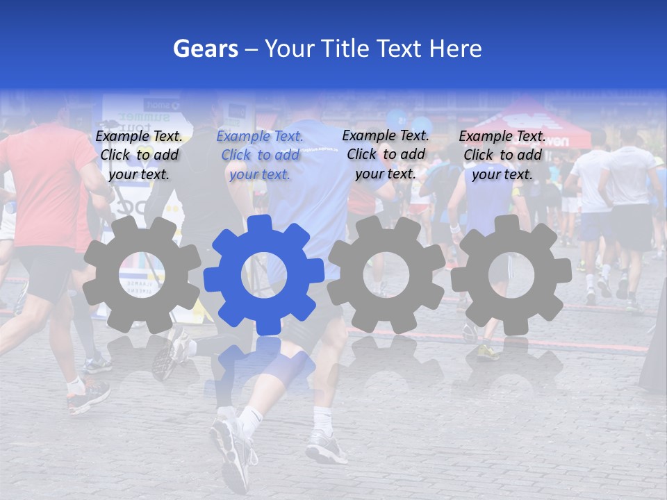 A Group Of People Running In A Marathon PowerPoint Template