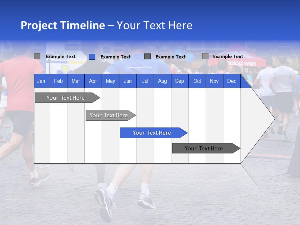 A Group Of People Running In A Marathon PowerPoint Template