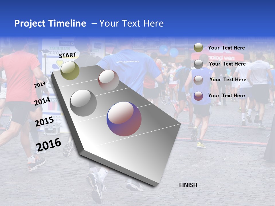 A Group Of People Running In A Marathon PowerPoint Template