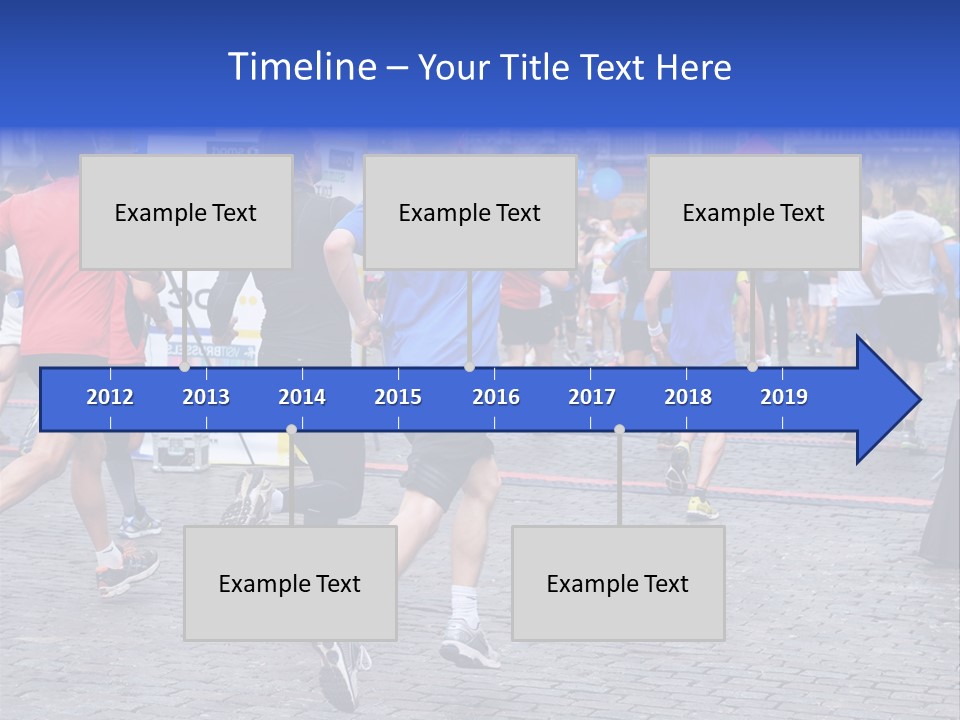 A Group Of People Running In A Marathon PowerPoint Template