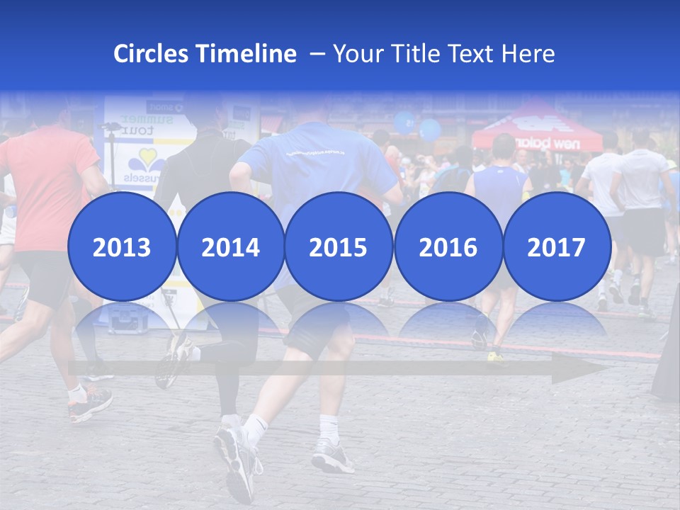 A Group Of People Running In A Marathon PowerPoint Template
