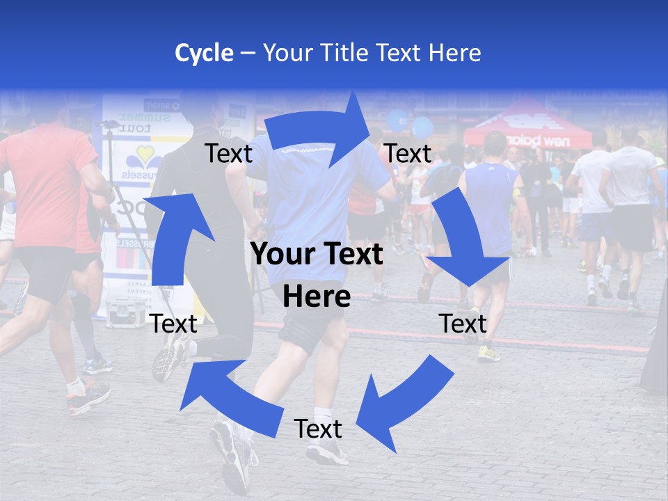 A Group Of People Running In A Marathon PowerPoint Template