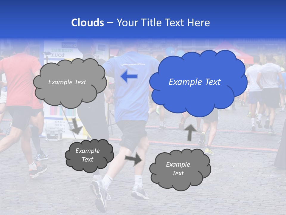 A Group Of People Running In A Marathon PowerPoint Template