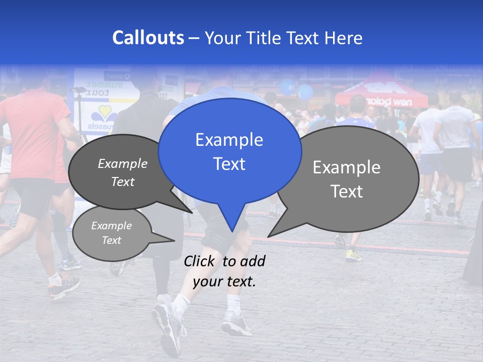 A Group Of People Running In A Marathon PowerPoint Template