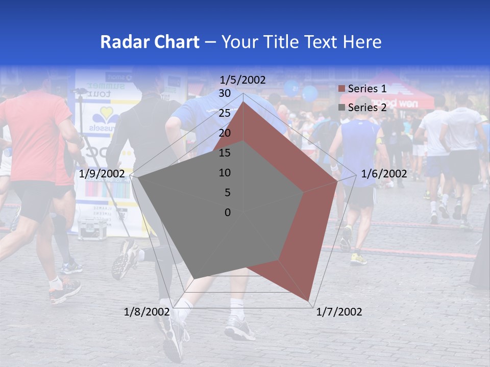 A Group Of People Running In A Marathon PowerPoint Template