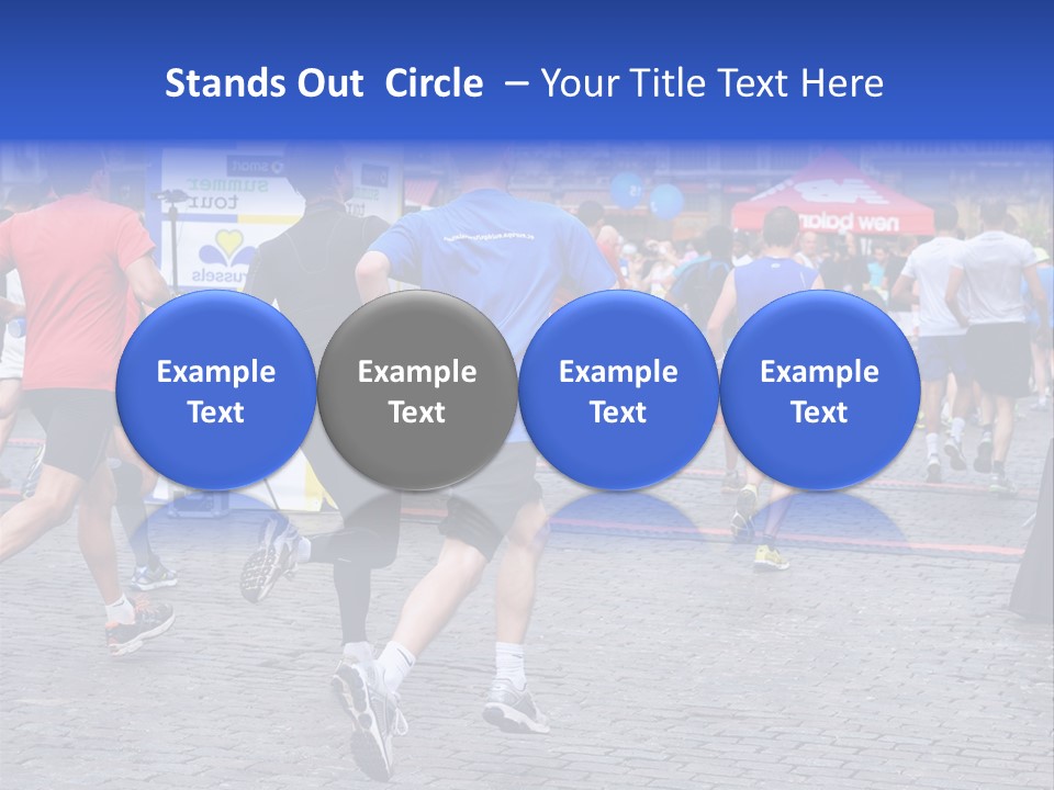 A Group Of People Running In A Marathon PowerPoint Template
