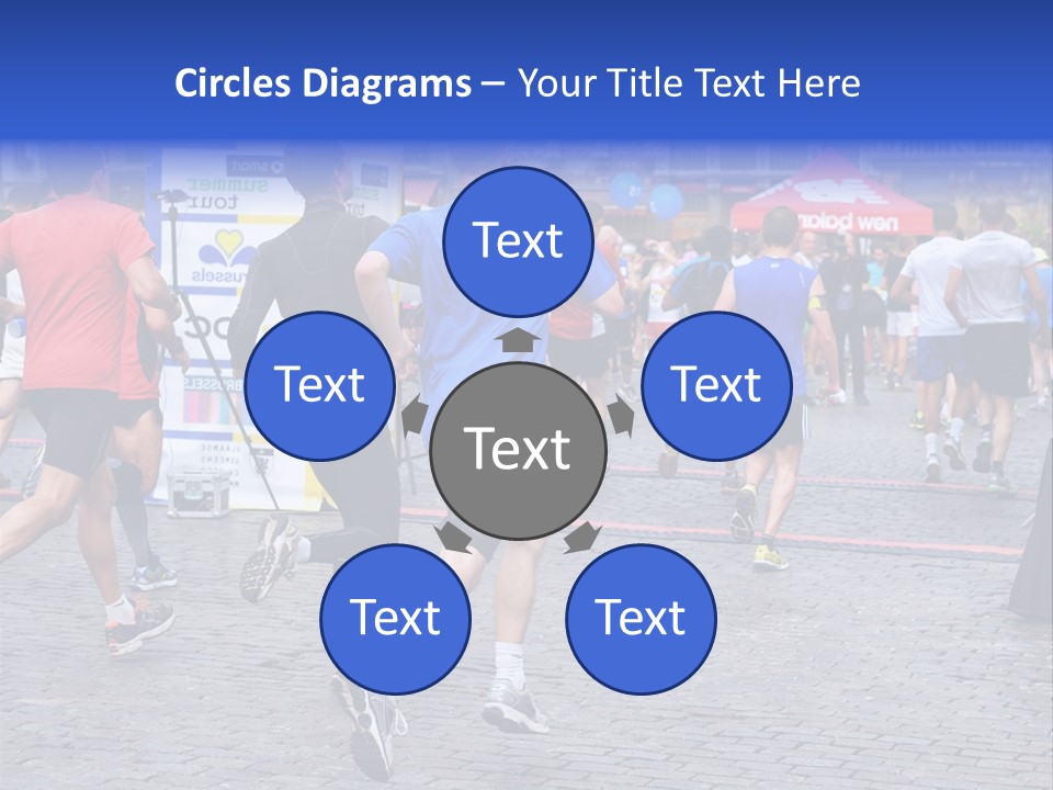 A Group Of People Running In A Marathon PowerPoint Template