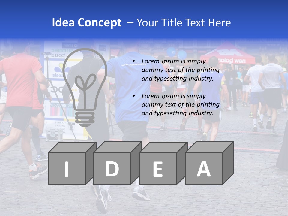 A Group Of People Running In A Marathon PowerPoint Template
