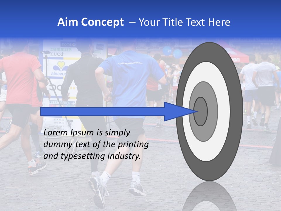 A Group Of People Running In A Marathon PowerPoint Template