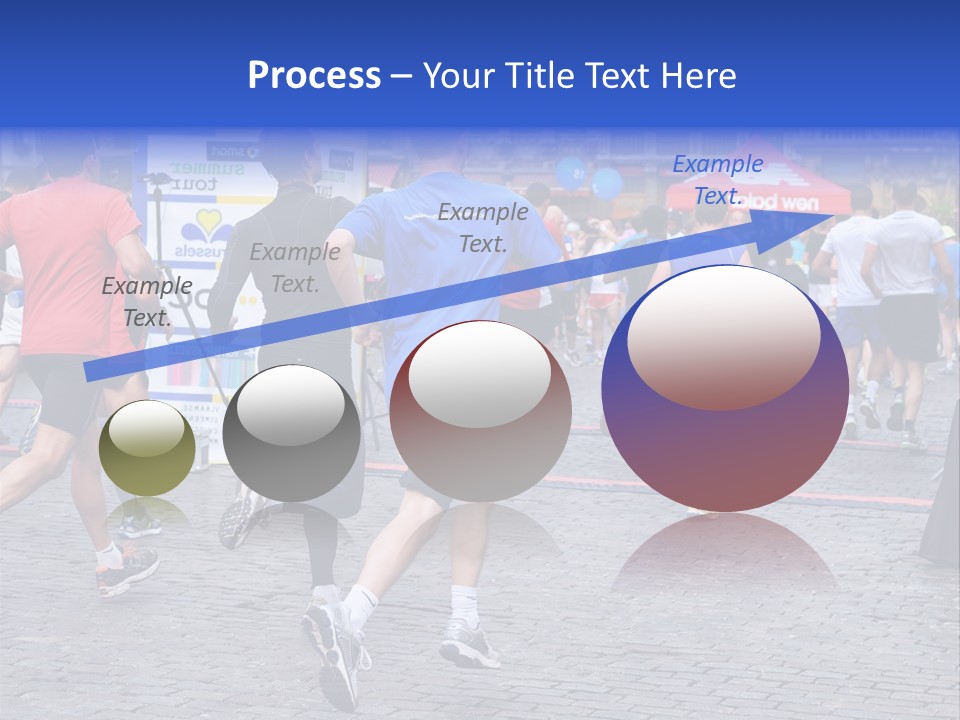A Group Of People Running In A Marathon PowerPoint Template