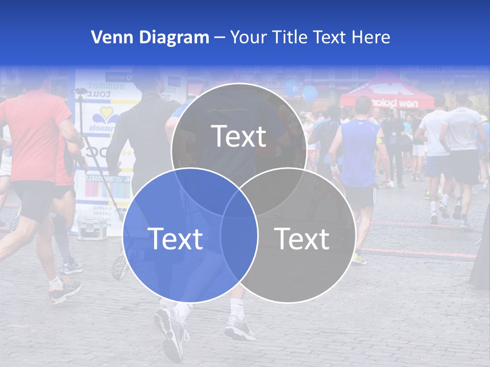 A Group Of People Running In A Marathon PowerPoint Template