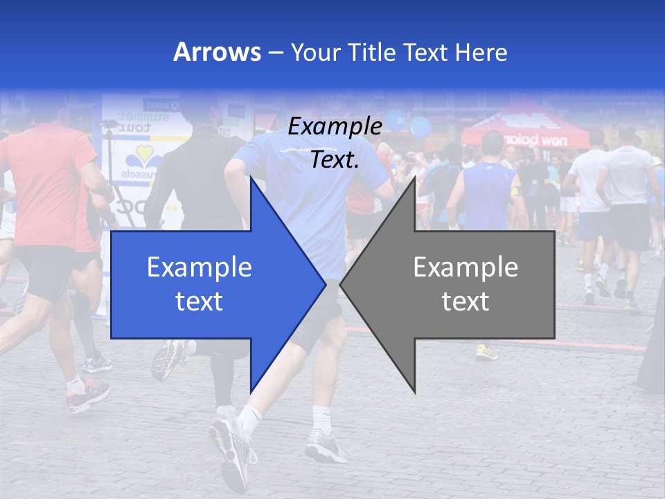 A Group Of People Running In A Marathon PowerPoint Template