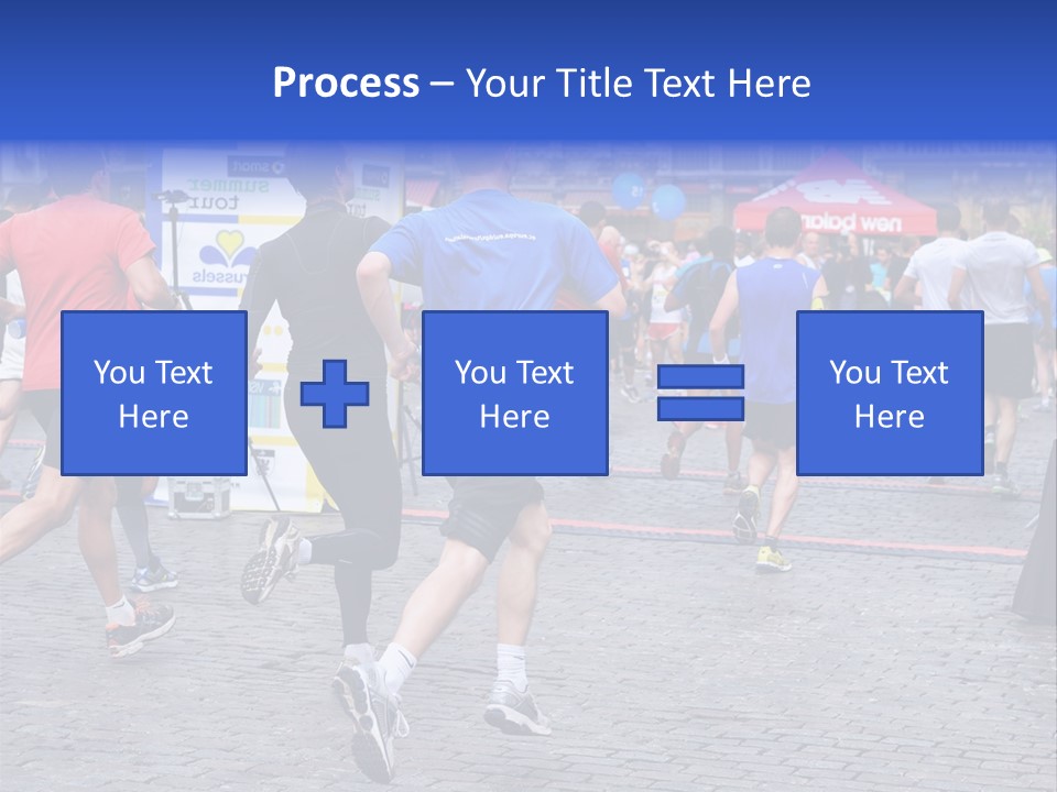 A Group Of People Running In A Marathon PowerPoint Template