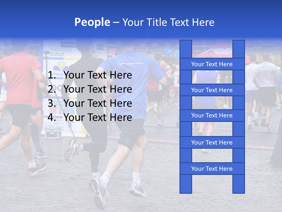 A Group Of People Running In A Marathon PowerPoint Template