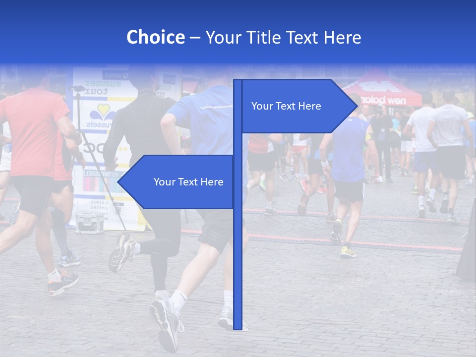 A Group Of People Running In A Marathon PowerPoint Template