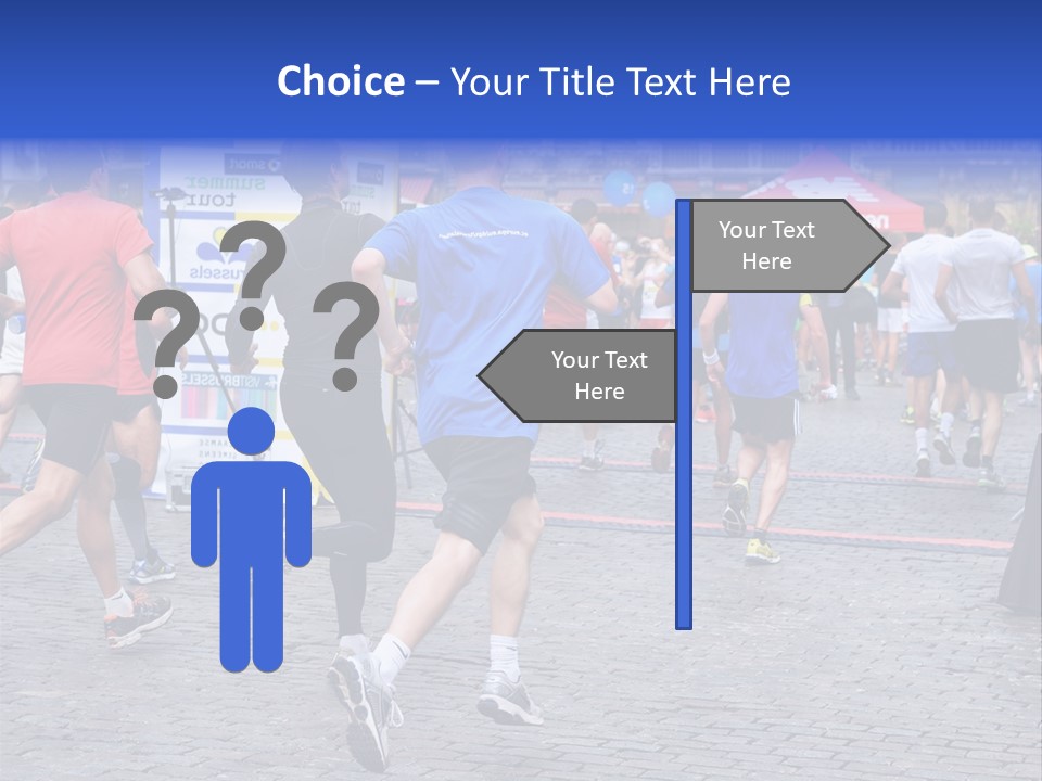 A Group Of People Running In A Marathon PowerPoint Template