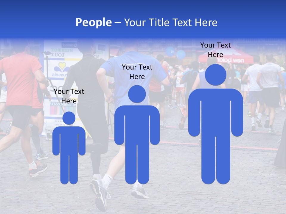 A Group Of People Running In A Marathon PowerPoint Template