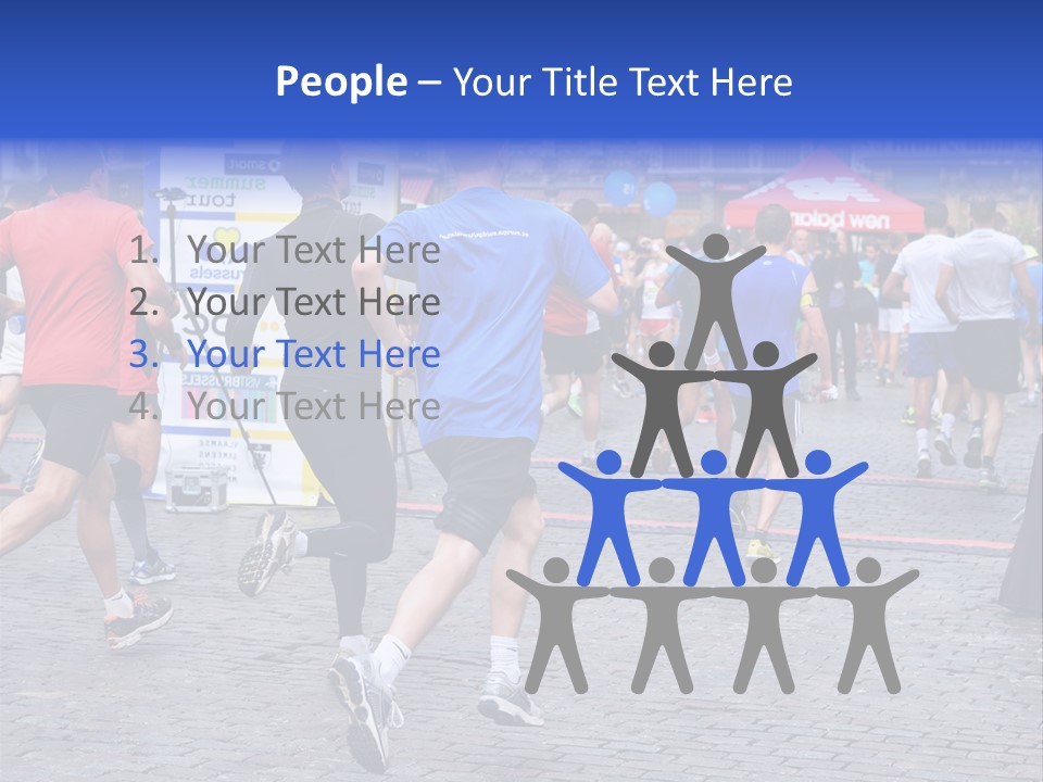 A Group Of People Running In A Marathon PowerPoint Template