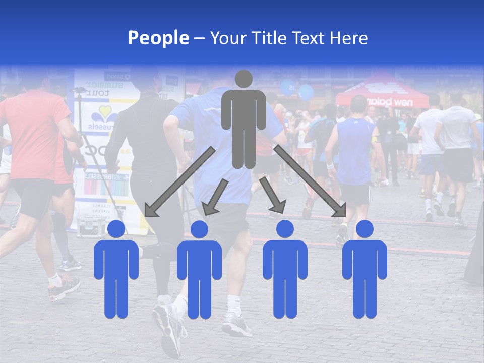 A Group Of People Running In A Marathon PowerPoint Template