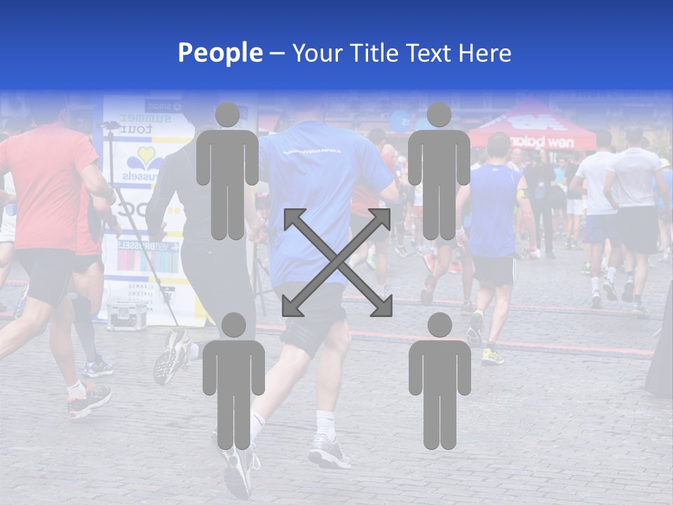 A Group Of People Running In A Marathon PowerPoint Template