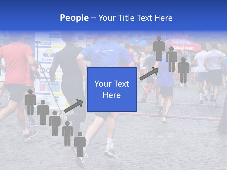 A Group Of People Running In A Marathon PowerPoint Template