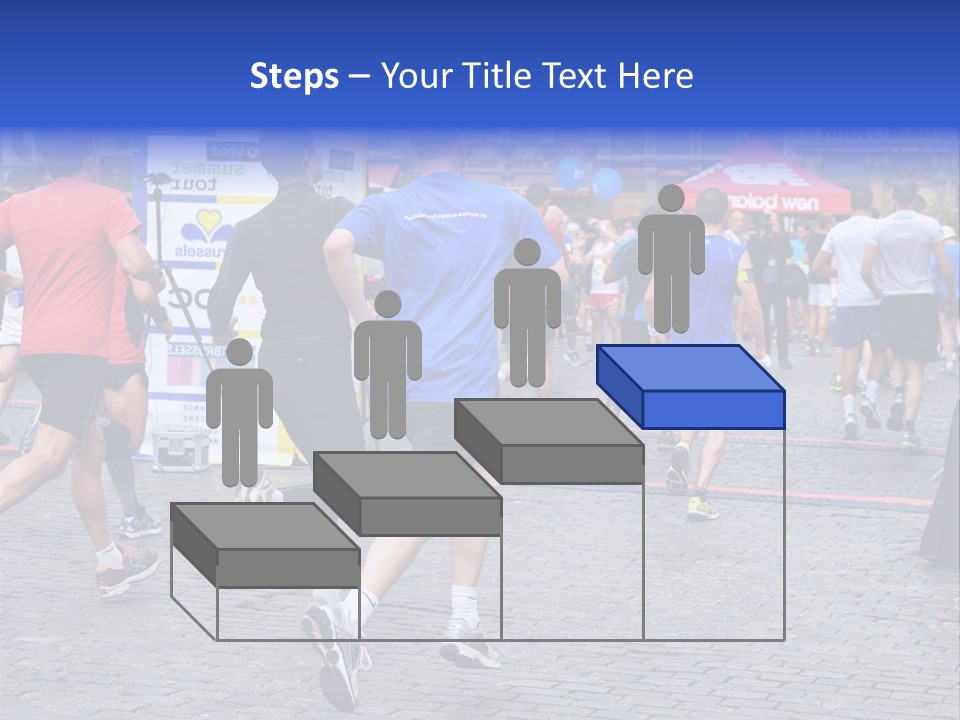 A Group Of People Running In A Marathon PowerPoint Template