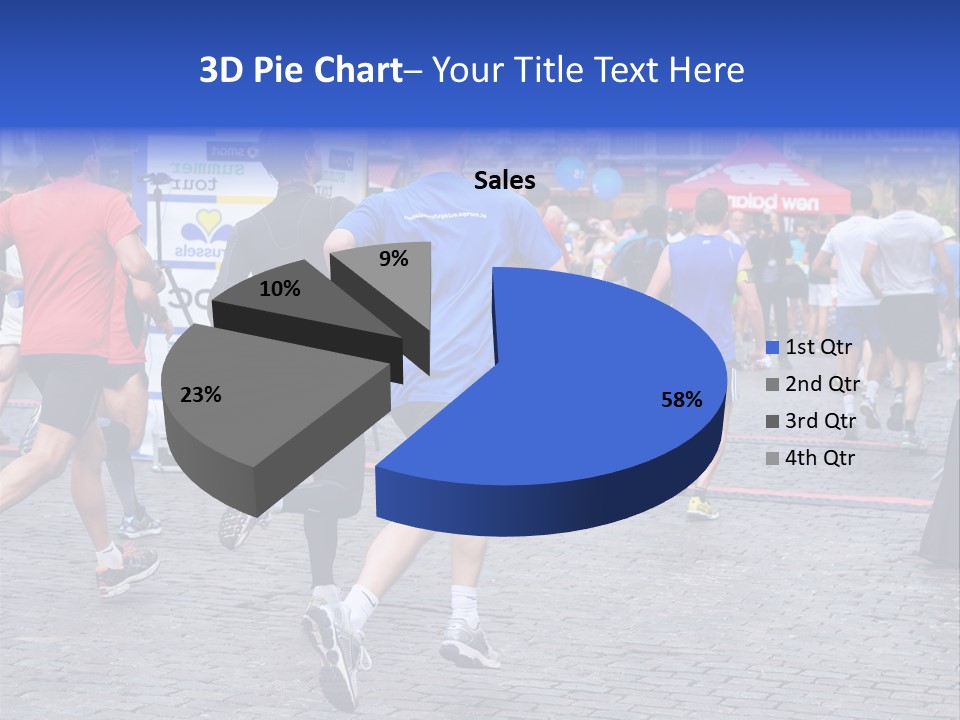 A Group Of People Running In A Marathon PowerPoint Template