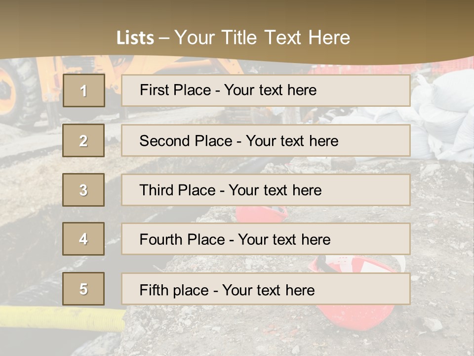 A Construction Site With Construction Equipment On The Ground PowerPoint Template