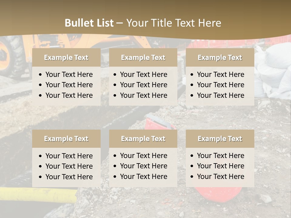 A Construction Site With Construction Equipment On The Ground PowerPoint Template